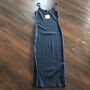NET MISSGUIDED ribbed navy bodycon midi dress